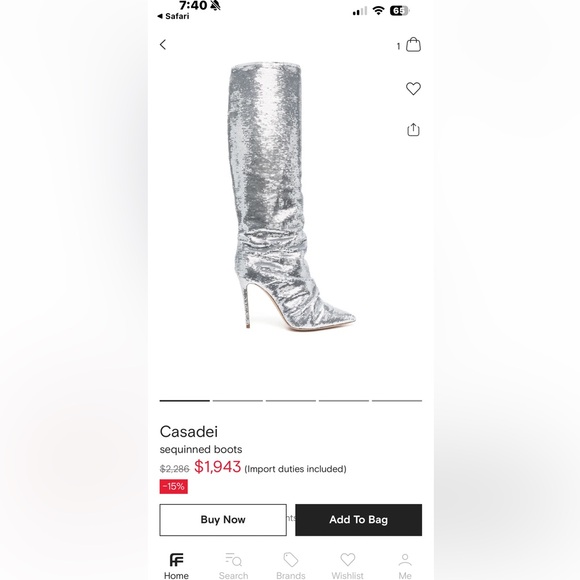 Casadei Shoes - Casadei Silver Sequin Heeled Boots